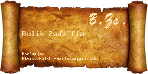 Bulik Zsófia névjegykártya